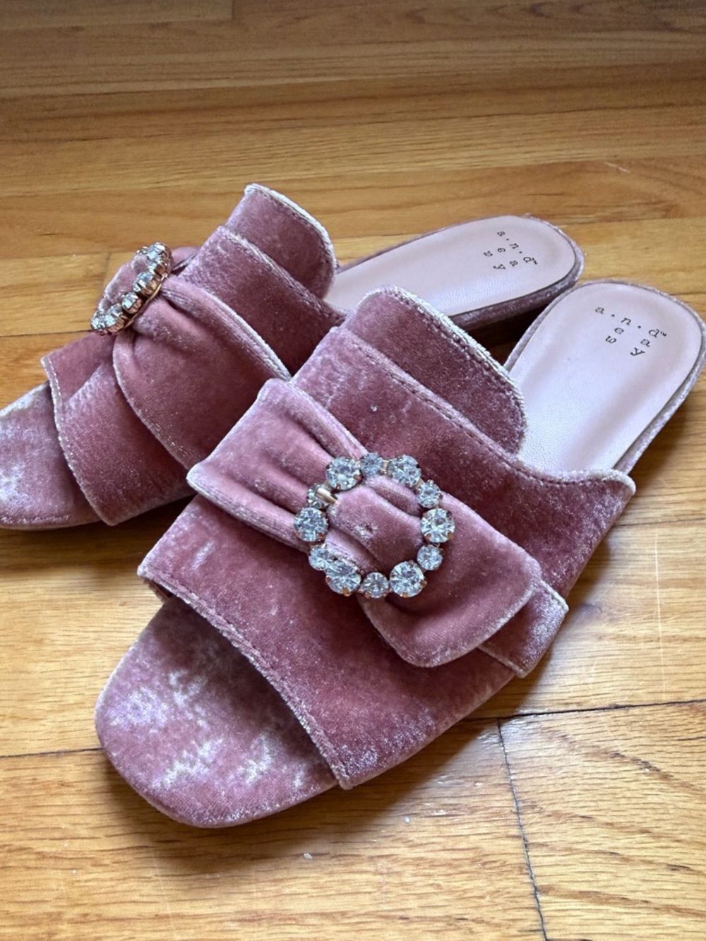 Dina Velvet Embellished Slide Sandals by the brand A New Day - NEW